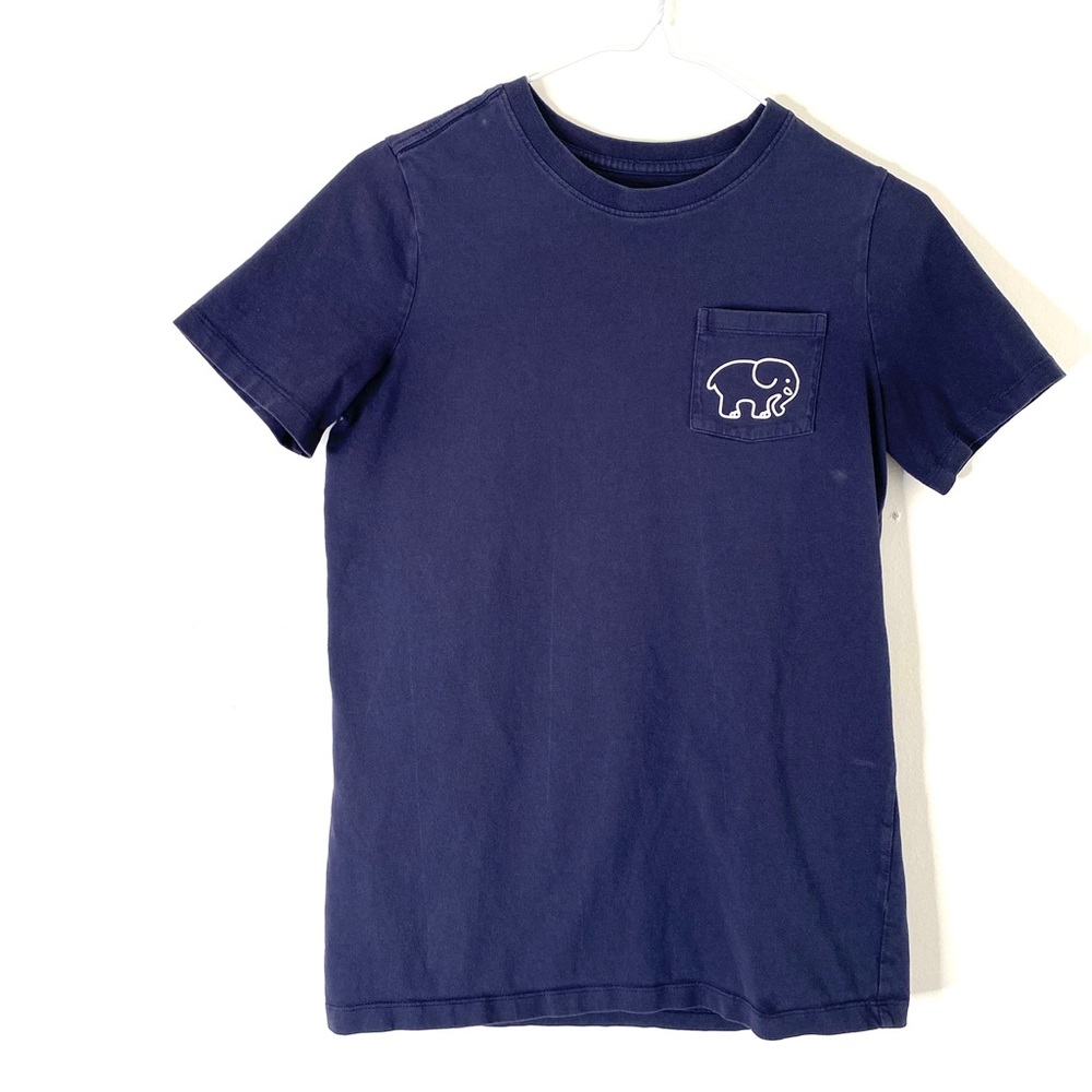 ivory ella Navy Blue Lacrosse Graphic Pocket Crew Neck Tee Organic Cotton